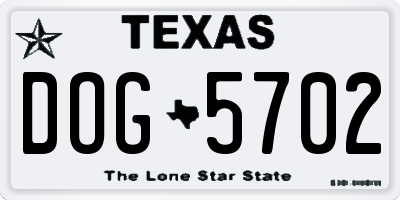TX license plate DOG5702