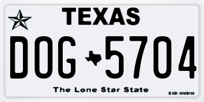 TX license plate DOG5704