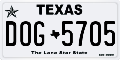 TX license plate DOG5705