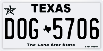 TX license plate DOG5706
