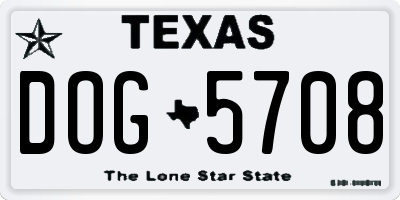 TX license plate DOG5708