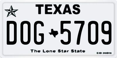 TX license plate DOG5709