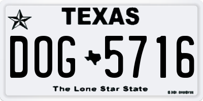 TX license plate DOG5716