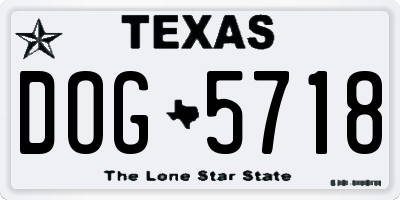 TX license plate DOG5718