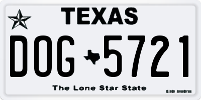 TX license plate DOG5721