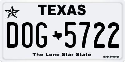 TX license plate DOG5722