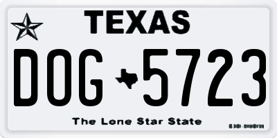 TX license plate DOG5723