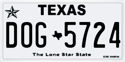 TX license plate DOG5724