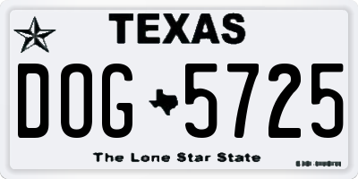 TX license plate DOG5725