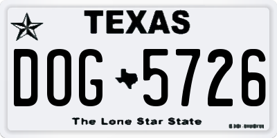 TX license plate DOG5726