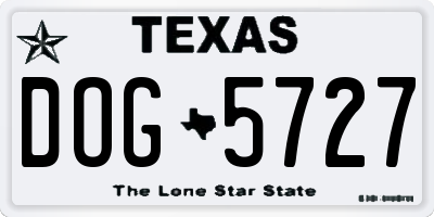 TX license plate DOG5727