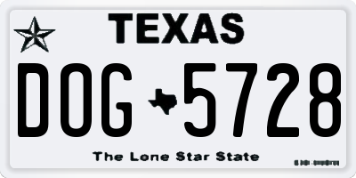 TX license plate DOG5728