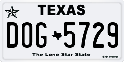 TX license plate DOG5729