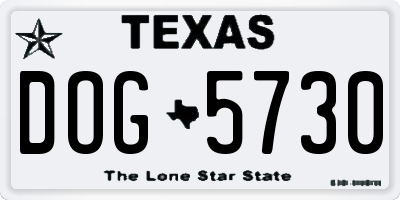 TX license plate DOG5730
