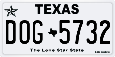 TX license plate DOG5732