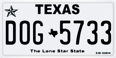 TX license plate DOG5733