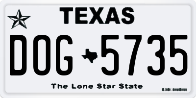 TX license plate DOG5735