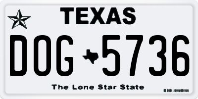TX license plate DOG5736