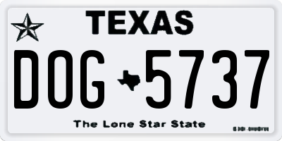 TX license plate DOG5737