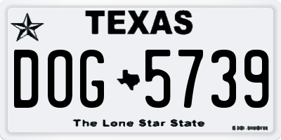 TX license plate DOG5739