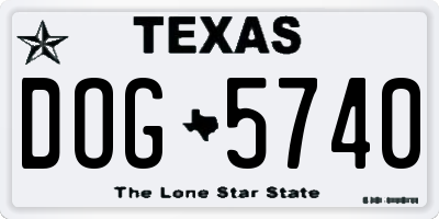 TX license plate DOG5740