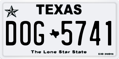TX license plate DOG5741