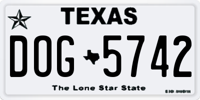 TX license plate DOG5742