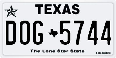 TX license plate DOG5744