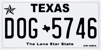 TX license plate DOG5746