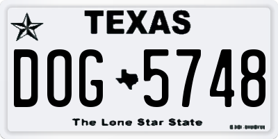 TX license plate DOG5748