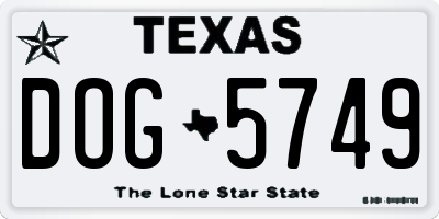 TX license plate DOG5749