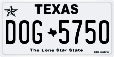 TX license plate DOG5750
