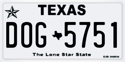 TX license plate DOG5751