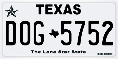 TX license plate DOG5752