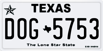 TX license plate DOG5753
