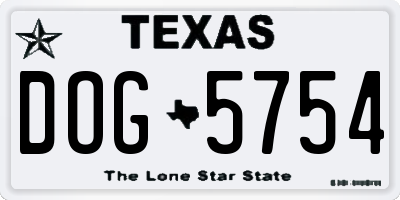 TX license plate DOG5754