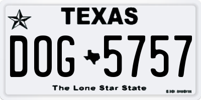 TX license plate DOG5757
