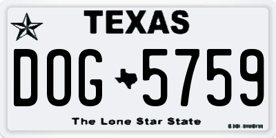 TX license plate DOG5759