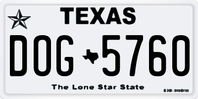 TX license plate DOG5760