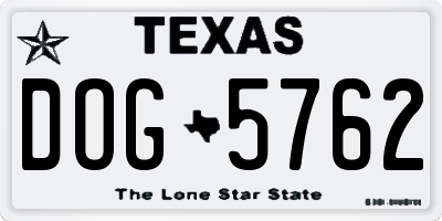 TX license plate DOG5762