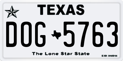 TX license plate DOG5763