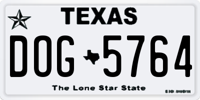 TX license plate DOG5764
