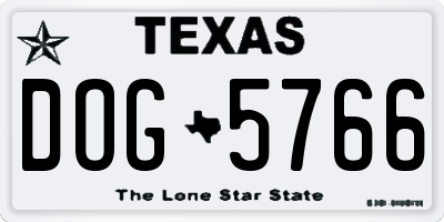 TX license plate DOG5766