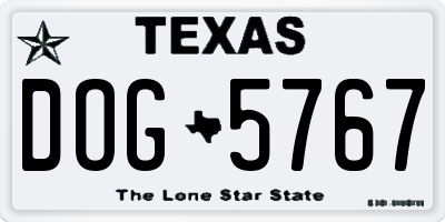 TX license plate DOG5767