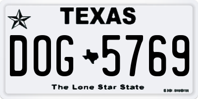 TX license plate DOG5769