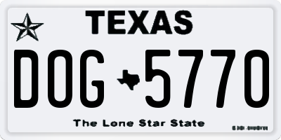 TX license plate DOG5770