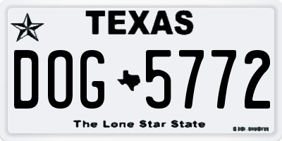 TX license plate DOG5772