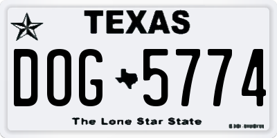 TX license plate DOG5774