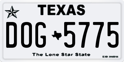 TX license plate DOG5775