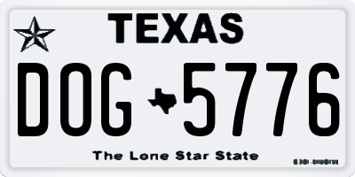 TX license plate DOG5776
